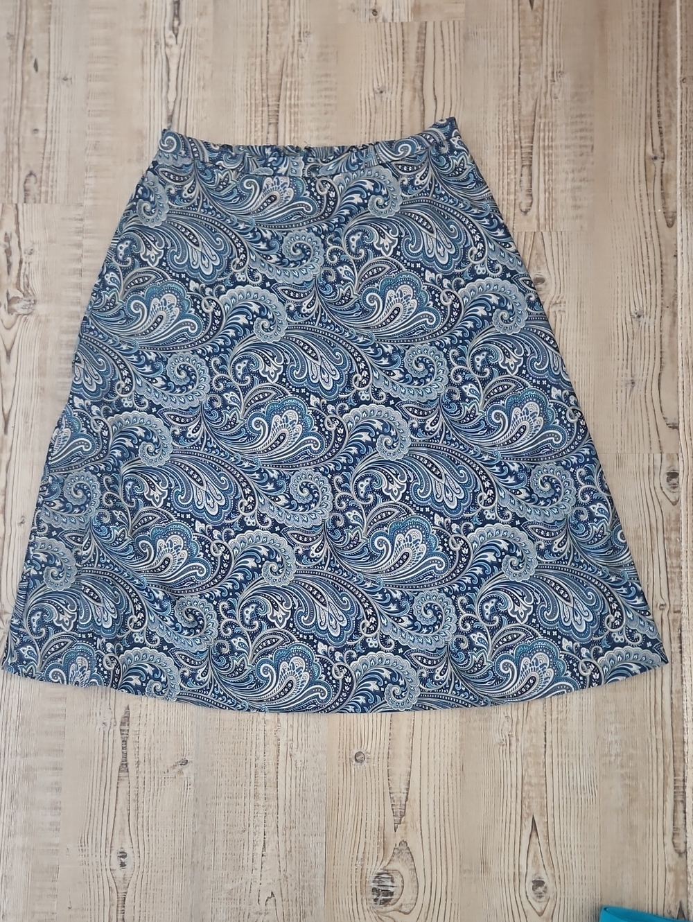 karin stevens Blue Paisley A-Line Skirt